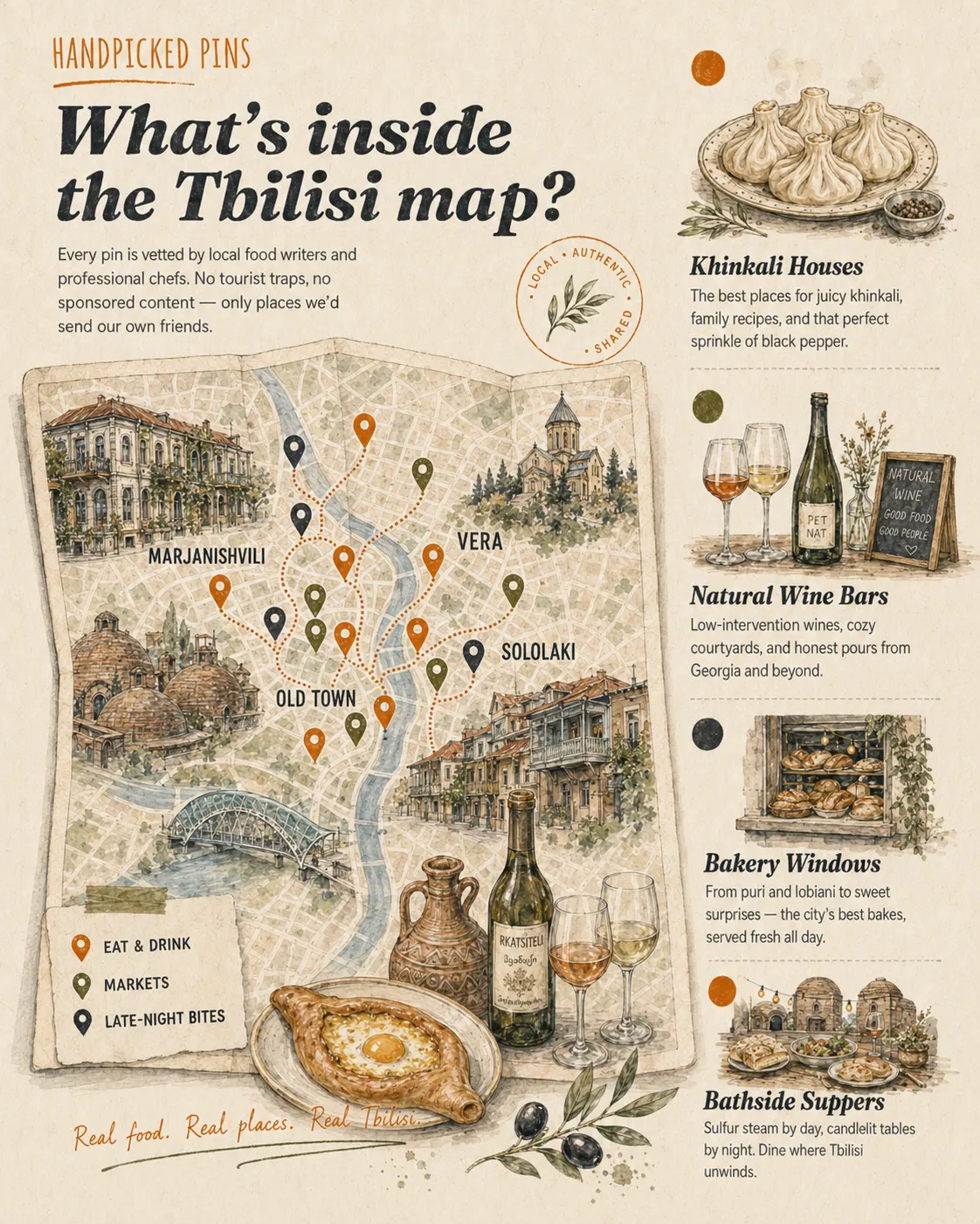 Handpicked food map preview of Tbilisi